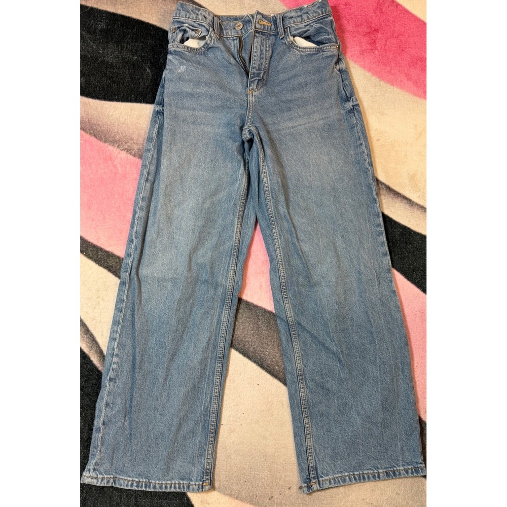 HM Girls Wide Leg High Waist Jeans Light Wash Blue Denim Size 12 US
